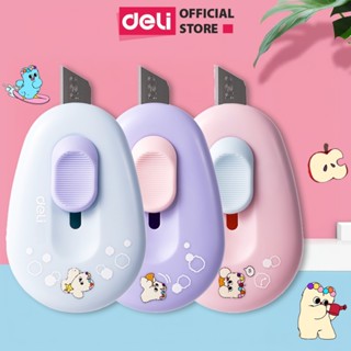 Dao Rọc Giấy Mini Deli Dễ Thương Lưỡi SK5 Siêu Bén, Gọn Nhẹ An Toàn Cho Học Sinh, Văn Phòng