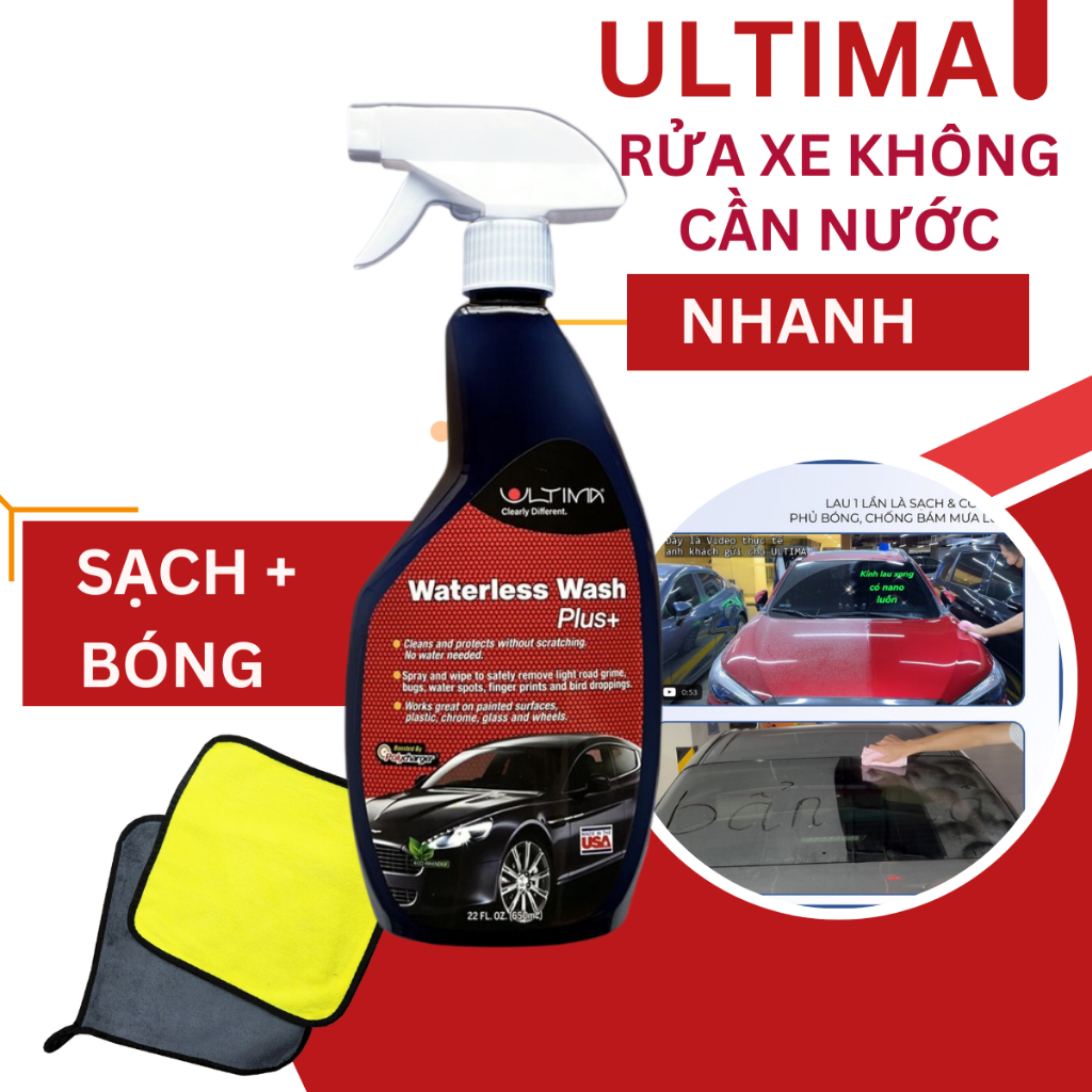 Ultima phủ nano dẻo vệ sinh làm bóng kính sơn, nội thất ghế da taplo hạn chế bám bụị, nước mưa, gạt 