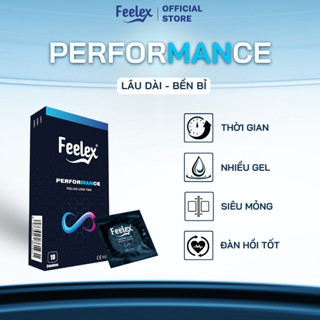 Bao cao su Feelex kéo dài thời gian, siêu mỏng, nhiều gel bôi trơn, cảm giác chân thật - hộp 10 bcs