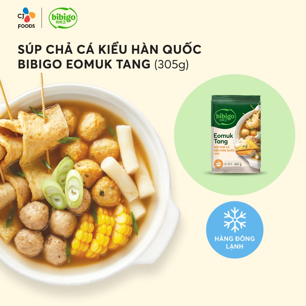 [Hỏa tốc] Súp Chả cá Hàn Quốc Eomuk Tang Bibigo 305g (đầy đủ topping)