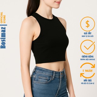Áo Croptop Nữ Bosimaz CS211 cổ tròn ba lỗ sát nách, thun co giãn 4 chiều, vải đẹp dày, thoáng mát.