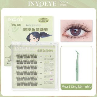 [COD] Lông Mi Không Keo INYOEYE Lông Mi Đuôi Cá Thân Rộng Lông Mi Ghép Thân Siêu Mi Giả Có Keo Sẵn 10-12MM