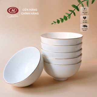 Bộ Bát Ăn Cơm Viền Vàng 12K - 11cm - Sứ Minh Châu - Vỡ 1 Đổi 1