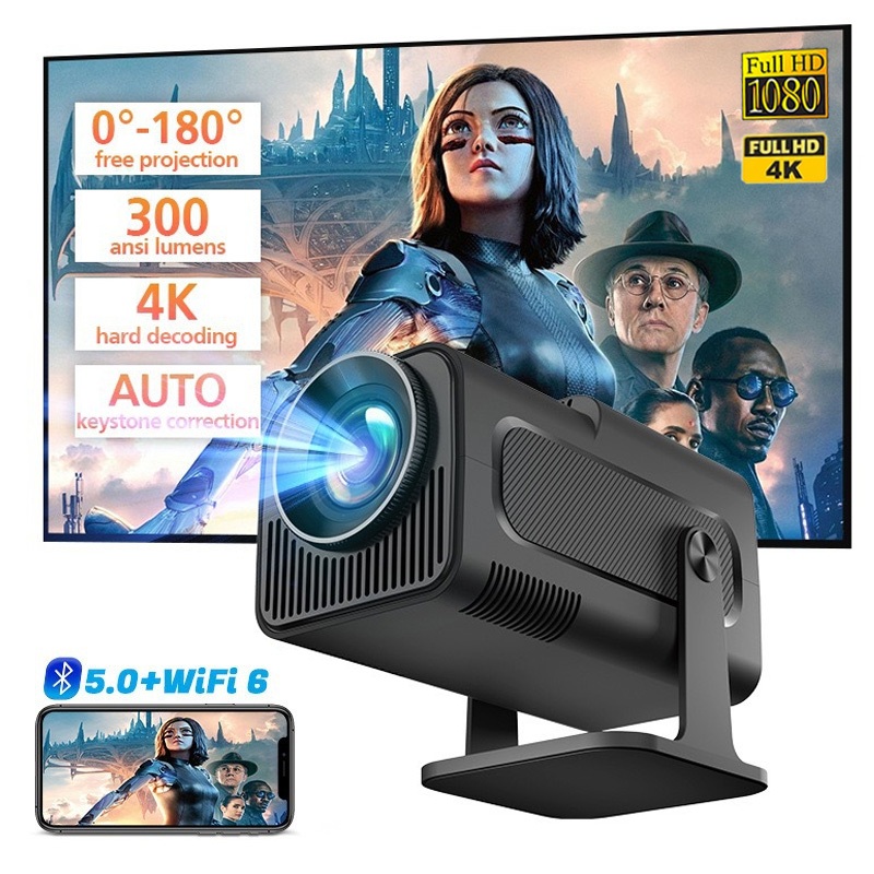 Máy chiếu HY320 HDMI Android 12 4k 1080P WIFI đôi có bluetooth Máy chiếu gia đình văn phòng Netflix YouTube