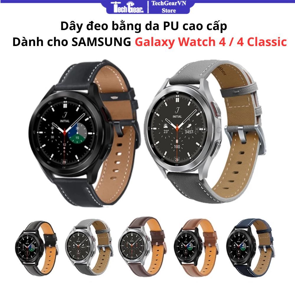 Dây đeo da PU cao cấp đồng hồ Samsung Galaxy Watch 4,Watch 4 Classic