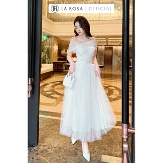  La Rosa Đầm Ren Trễ Vai Dáng Dài Dự Tiệc Sang Chảnh Đầm Lưới Đính Đá Cao Cấp Tôn Dáng T98 