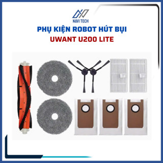 Phụ kiện robot hút bụi Uwant U200 Lite khăn lau, lọc hepa, chổi cạnh, chổi lăn, túi rác.