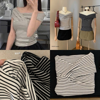 Áo Thun Trễ Vai Nữ WGWE 5862 Kẻ Sọc, Form Ôm Body, Chất Liệu Thun Mềm, Phong Cách Trẻ Trung