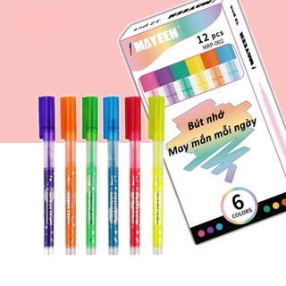 Bút nhớ Mayeeh tiện dụng, Bút highlight 12 màu phù hợp cho học sinh, văn phòng