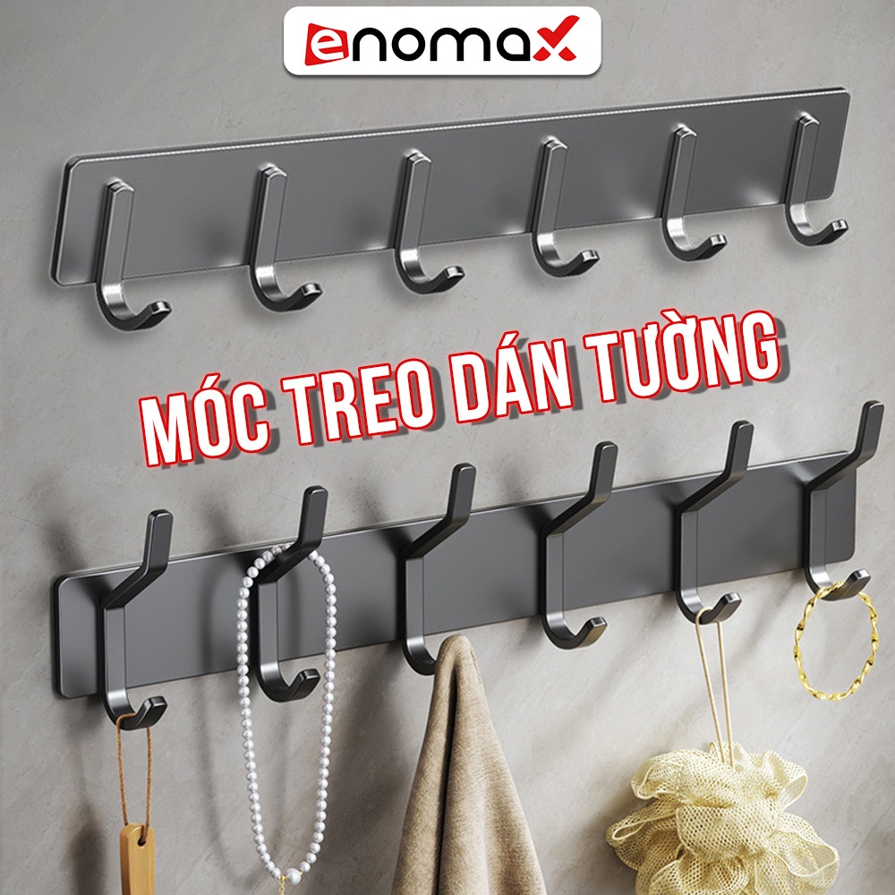 Móc treo quần áo Enomax gắn tường  siêu dính chịu lực 50KG, Thép Carbon cao cấp chống gỉ, tặng keo dán, ốc vít.