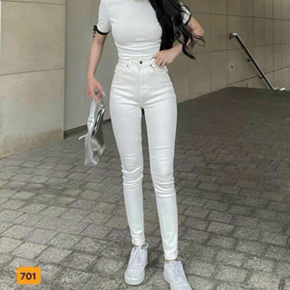 Quần jean nữ màu trắng co giãn, quần bò lưng cao 9 tấc dáng ôm body cạp cao nhiều mẫu Bi shop173 ms701