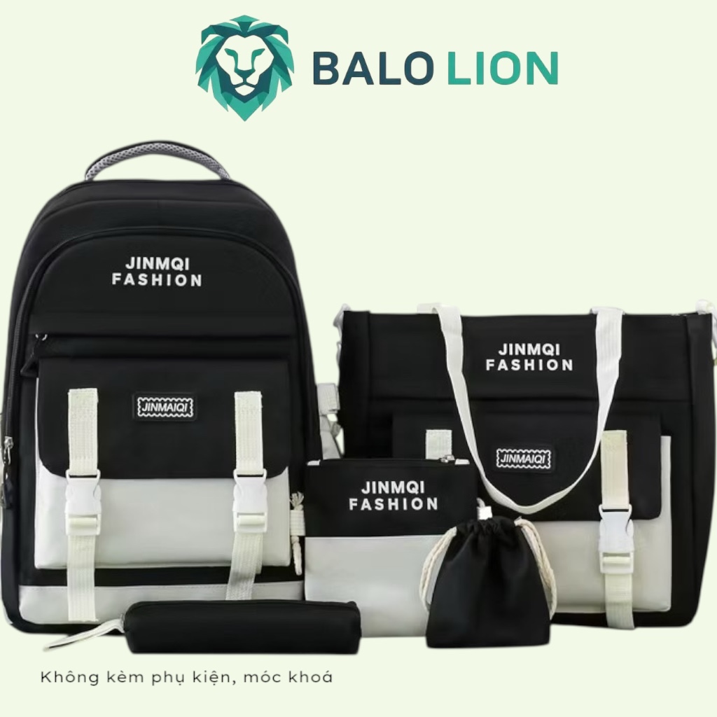 Balo đi học, combo 4 món giá rẽ vải bố chống nước, đựng tập sách set jima phối