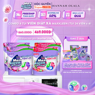 Combo 4 Túi Viên Giặt Xả MaxKleen Hương Ngày Thư Thái / Nước Hoa Huyền Diệu (34 viên/túi) - Live Hannah Olala