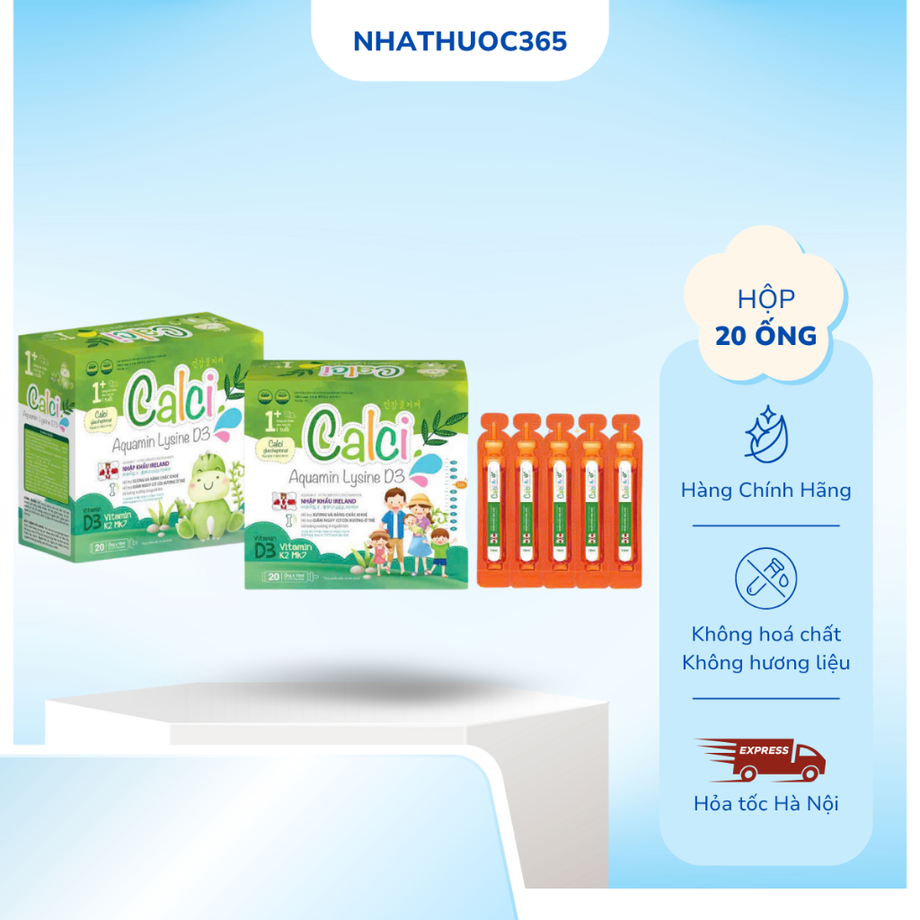 Siro Calci Aquamin Lysine D3 Cho Bé Từ 1 Tuổi Bổ Sung Canxi Tảo Biển, Vitamin D3 K2 MK7, Lysine hộp 