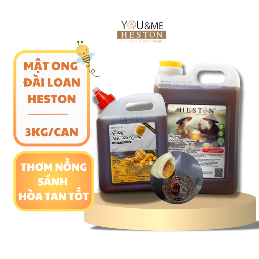 [TEM MỚI 2025] SYRUP MẬT ONG ĐÀI LOAN HESTON 3.3KG