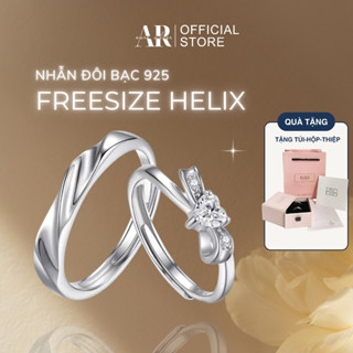 Nhẫn đôi hẹn ước bạc Ý 925 freesize,nhẫn cặp nam nữ Promise Ring Helix-AURASILVER-ND18