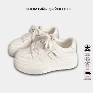 Giày Thể Thao Nữ Smaba Đế Cao 5cm Kiểu Dáng Basic – Sneaker Nữ Full Trắng Thời Trang, Dễ Phối Đồ - Hot Trend 2025