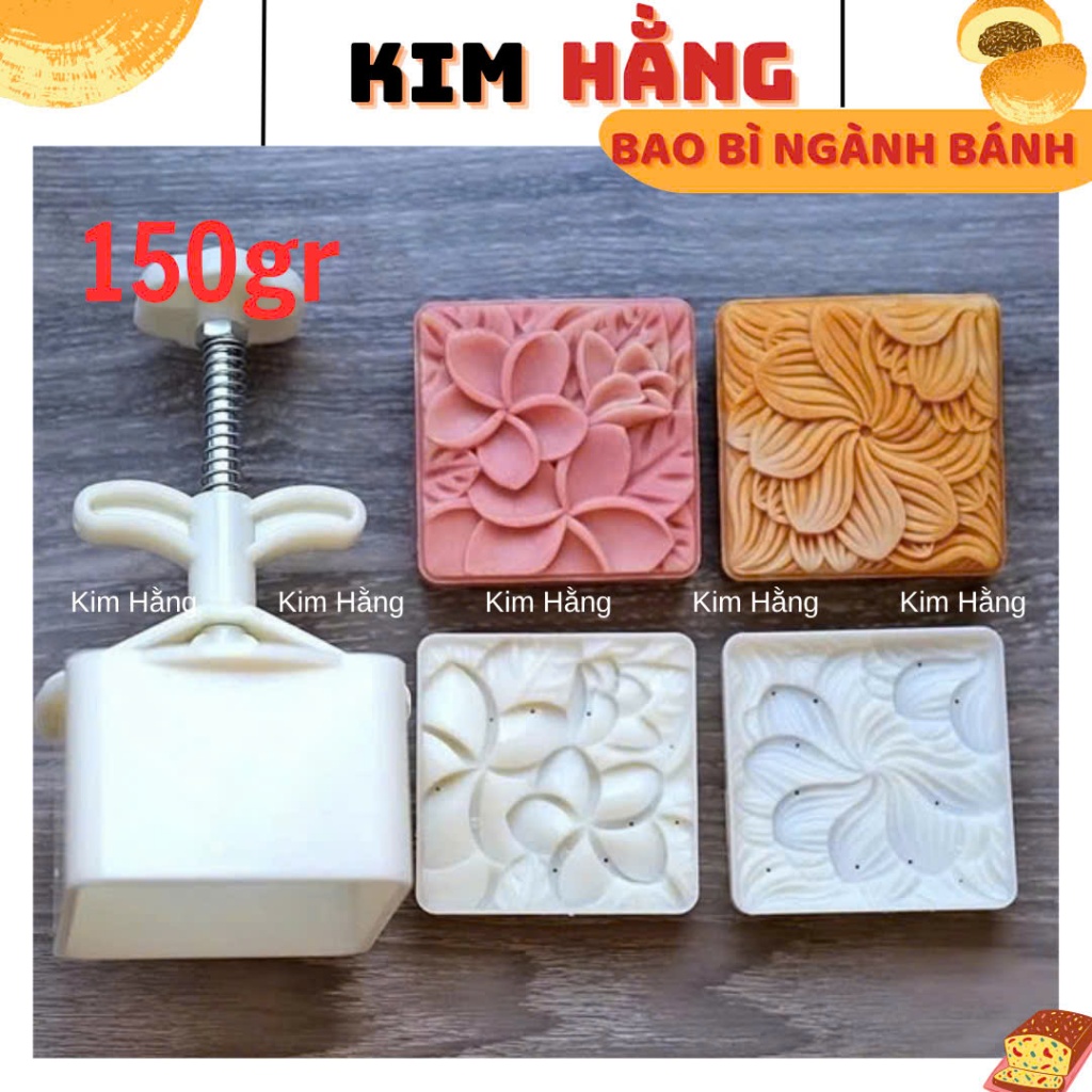 Khuôn bánh trung thu 150gr - Khuôn nhấn lò xo Hoa Lá - bánh 150gr 2 mặt - Khuôn nhấn lò xo loại dày