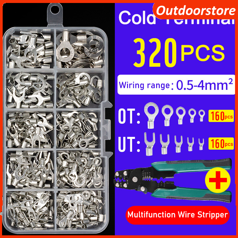 Hộp 320 thiết bị đầu cuối, đầu cos điện tròn trần, cos chẻ, nhiều loại đầu cos tiện dụng để đấu điện