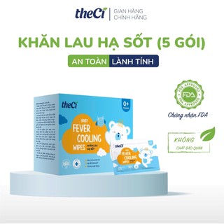 [Hộp 5 gói] Khăn Lau Hạ Sốt theCi Cho Bé từ 0 tháng+ Hạ Nhiệt Giảm Sốt Làm Mát Tức Thì Hộp 5 gói