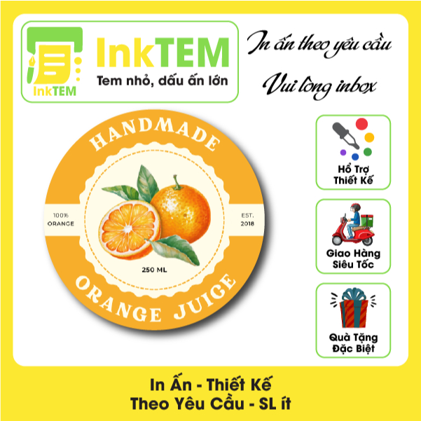 Tem Nhãn Decan Nhựa Sữa Chống Nước / Sticker Dán Bao Bì InkTEM - Tem Sản Phẩm In Theo Yêu Cầu A3