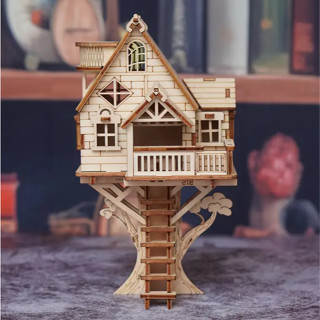 Nhà Trên Cây Mô Hình bằng Gỗ Kích Thước Lớn Đầy Đủ Chi Tiết, Đồ Chơi Lắp Ráp Mô Hình 3D Bằng Gỗ