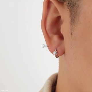 Khuyên tai tròn nam bạc 925 Starlight 3 thiết kế ngôi sao đính đá unisex (1 chiếc) KN158 | GEMY SILVER