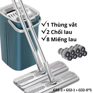 Bộ Cây Lau Nhà, Chổi Lau Nhà Thông Minh Tự Vắt 360 Độ (SIZE ĐẠI) Cao Cấp TẶNG Kèm 2 Miếng Lau Siêu Sạch
