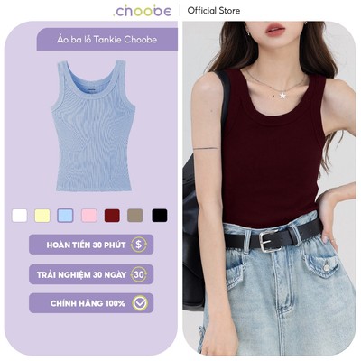 Áo ba lỗ tanktop nữ Choobe chất liệu thun tăm gân nhỏ mềm mịn form suông dài tiện lợi năng động A22