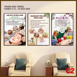  Bộ 3 tranh dán tường spa dưỡng sinh massage body cổ vai gáy. Combo tranh Fomex tặng băng dính 