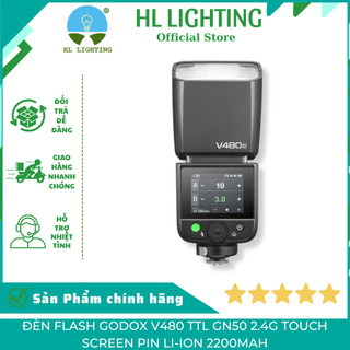 Đèn Flash Godox V480 TTL GN50 2.4G Touch Screen Pin Li-ion 2200mAh HL Lighting - Tặng Kèm Tản Sáng