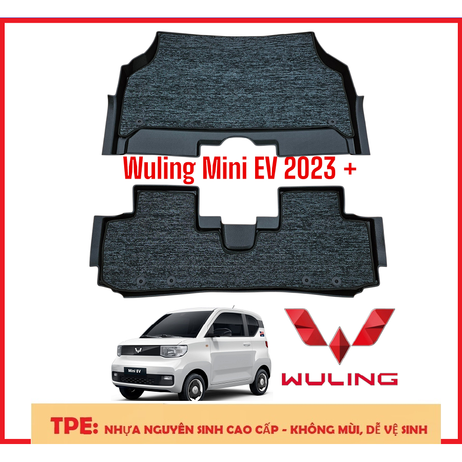 Wuling EV: Thảm lót sàn MAXXCAR cho xe Wuling Mini EV 2023 + nhựa TPE nguyên sinh đúc 5D + Rối xám