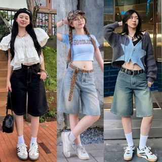 Quần Ngố Short Jean Lửng Nữ Form Rộng ống Suông Rộng Cạp Cao Form Unisex MIAA bigsize