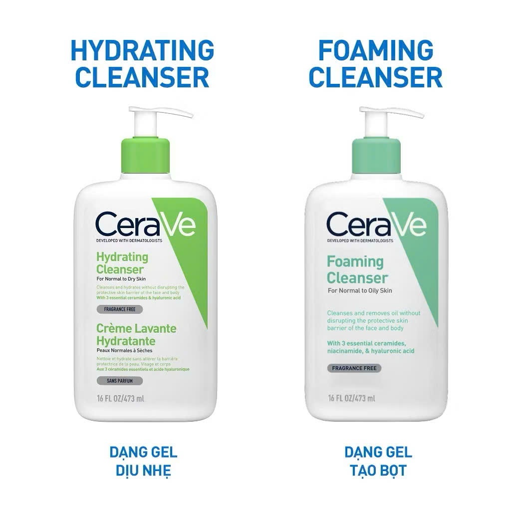 (CHÍNH HÃNG) Sữa rửa mặt Cerave Foaming Cleanser, CeraVe Hydrating Cleanser 236ML-Kissshop Cosmetic