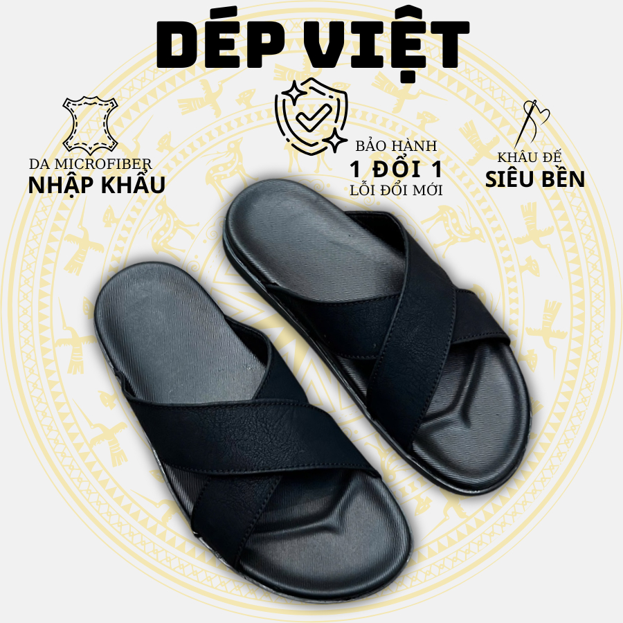 Dép nam quai chéo da xít cao cấp, Dép lê quai chéo nam chất liệu cao cấp, phong cách trẻ