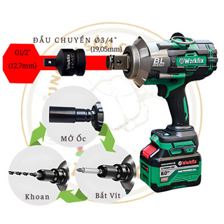 Súng siết mở ốc bulong 3/4 Workfix 2100N, máy siết bu lông ô tô 3/4, cờ lê khí mở ốc