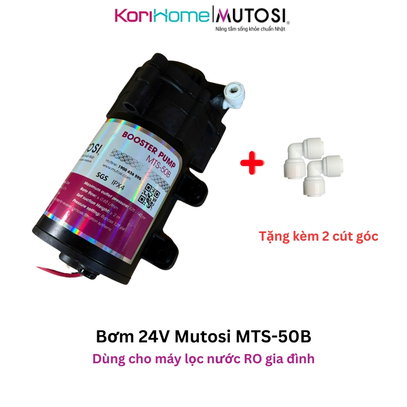 Bơm tăng áp 24V Mutosi cho máy lọc nước RO Karofi, Kangaroo, Sunhouse,... Bơm máy lọc nước 24V - Tặn