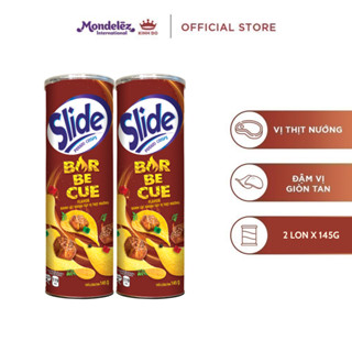 Bánh Lát Snack Khoai Tây Slide Vị Thịt Nướng, Combo 2 Lon X 145G