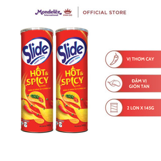 Bánh Lát Snack Khoai Tây Slide Vị Thơm Cay, Combo 2 Lon X 145G