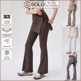 Quần Legging Ống Loe Kèm Váy Tập GYM Pilate Thun Lulu Co Giãn Tôn Dáng Thể Thao Nữ SOLO SPORT 5460