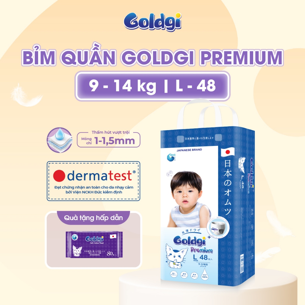 Bỉm Quần GOLDGI Size L cao cấp ( 48 Miếng ) premium