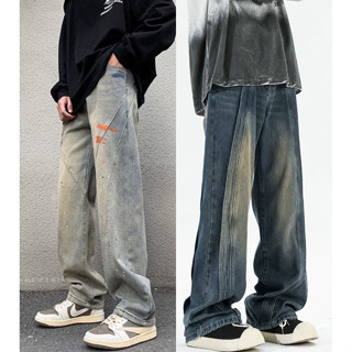 Quần jean nam ống rộng Retro Loose Pleat, quần bò xuông ống đứng wide calem whose