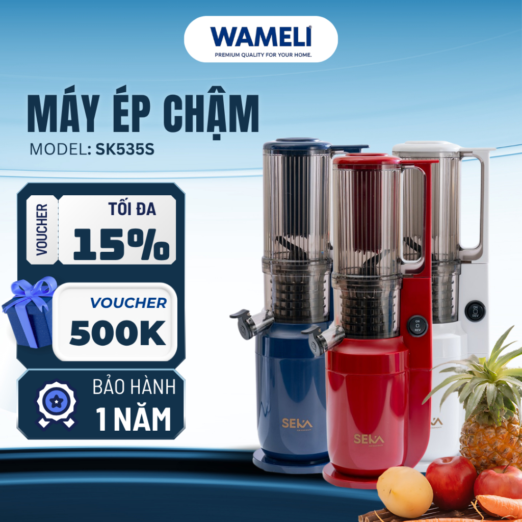 Máy ép chậm Seka SK 535S, máy ép rau củ công nghệ Đức, ép chậm trái cây hoa quả công suất 250W