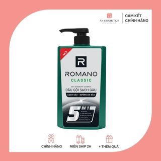 Dầu Gội Nam Romano Classic 5in1 (650g) – Sạch Gàu, Dưỡng Tóc Khỏe, Hương Nước Hoa Lịch Lãm!