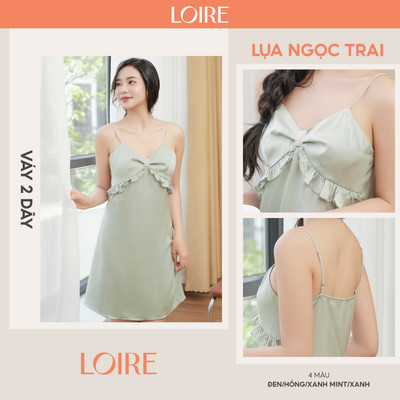 Váy Ngủ Lụa Hồng Phối Nơ Điệu Đà Loirechic VNS06