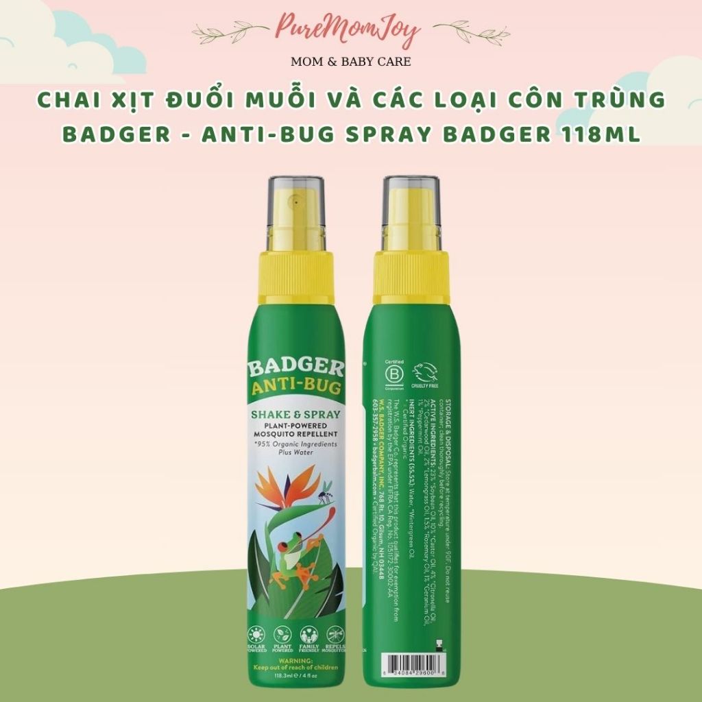 Chai xịt đuổi muỗi và các loại côn trùng Badger - Anti-Bug Spray Badger 118ml