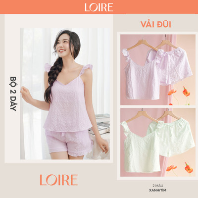 Bộ Đồ Ngủ 2 Dây Cánh Tiên Quần Nhún Bèo Chất Liệu Đũi Mềm Mát Loirechic 	BHDN20