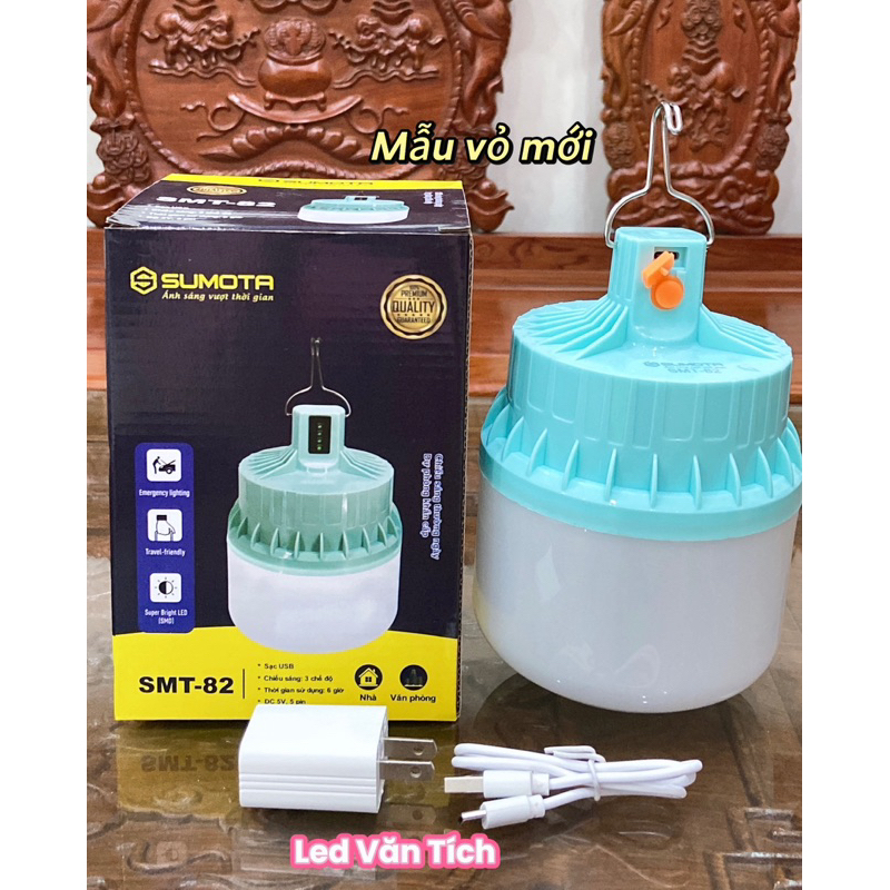 COMBO  5 Bóng  đèn tích điện YB82 công suất 100w 5 cell pin tích trữ 6000mAH,3 chế độ ánh sáng.