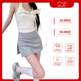 Quần Váy Ngắn Nỉ Nữ Form Chữ A Ngắn Xẻ Tà Cạp Cao Basic Phong Cách Hàn Quốc Siêu Xinh Siêu Hot