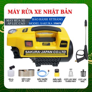 Máy rửa xe Sakura 3500W mini cho gia đình Dây 30 mét Máy xịt rửa điều hòa Bảo Hành 12 tháng